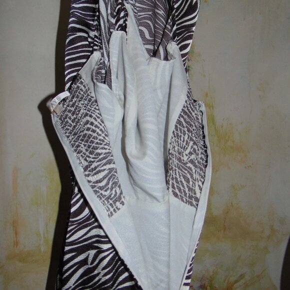 WAYF Animal Print Dress Mini Puff Sleeve Wrap Brown White Zebra Medium Smocked`` - Picture 7 of 7